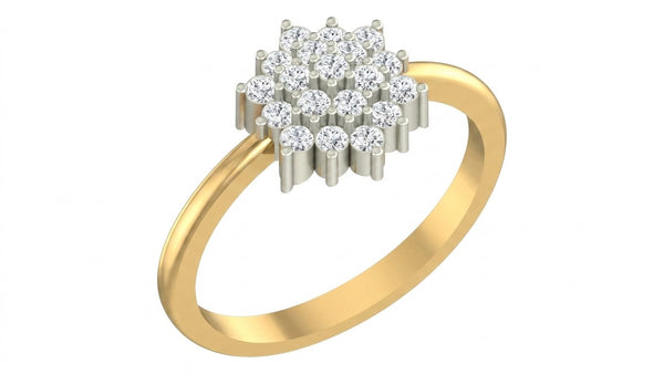 Gold & Diamond Floral Ring For Women KRC10213