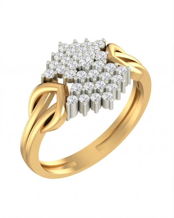 Gold & Diamond Cluster Ring For Women KRC10217