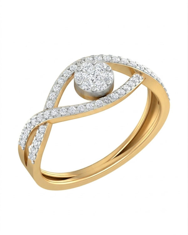 Gold & Diamond Cluster Ring For Women KRC10219