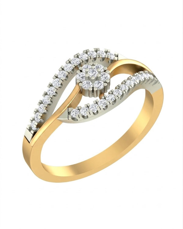 Gold & Diamond Cluster Ring For Women KRC10220