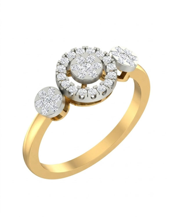 Gold & Diamond Cluster Ring For Women KRC10222