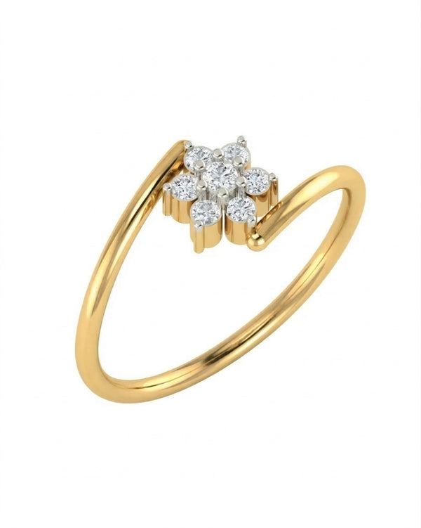 Gold & Diamond Floral Ring For Women KRC10224