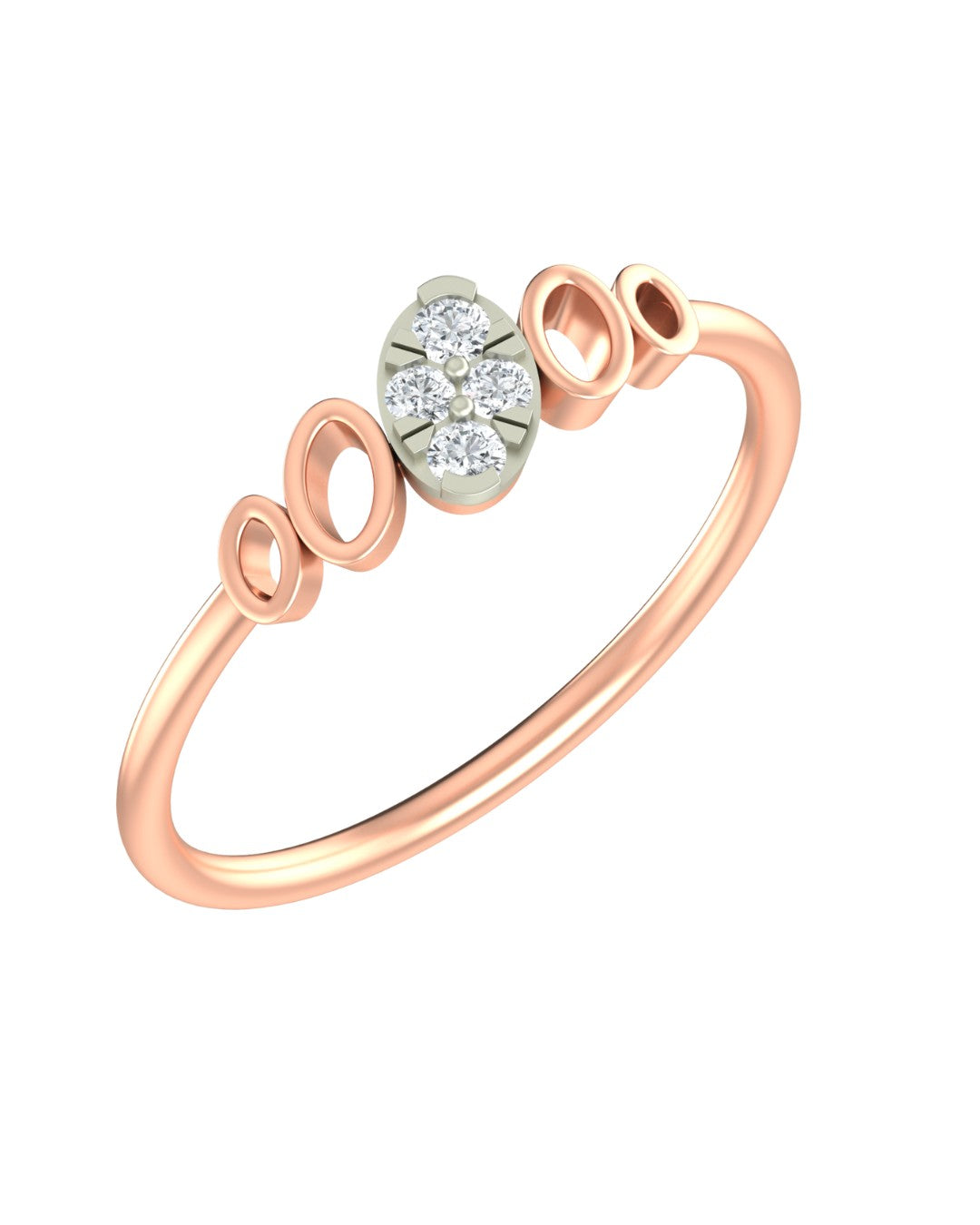 Rose gold and diamond with cluster setting on a white background.