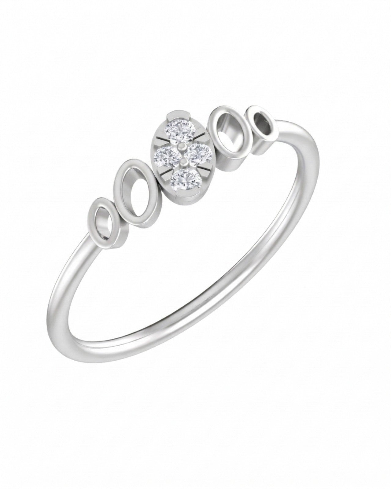 White gold and diamond with cluster setting on a white background.