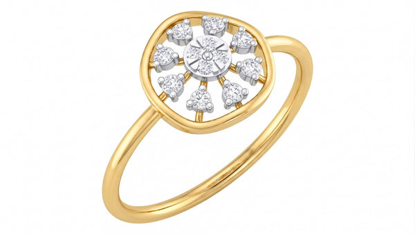 Gold & Diamond Cluster Ring For Women KRC10230