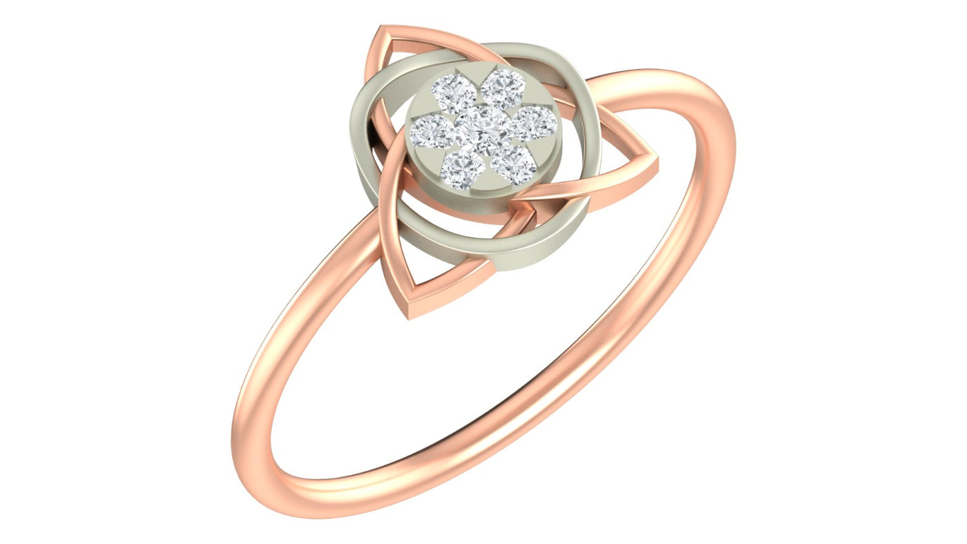 Rose gold and diamond with cluster setting on a white background
