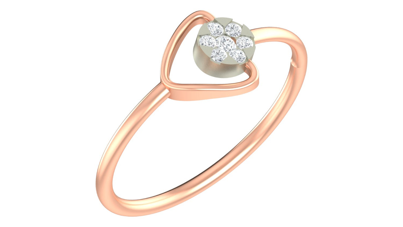 Rose gold and diamond with cluster setting on a white background.