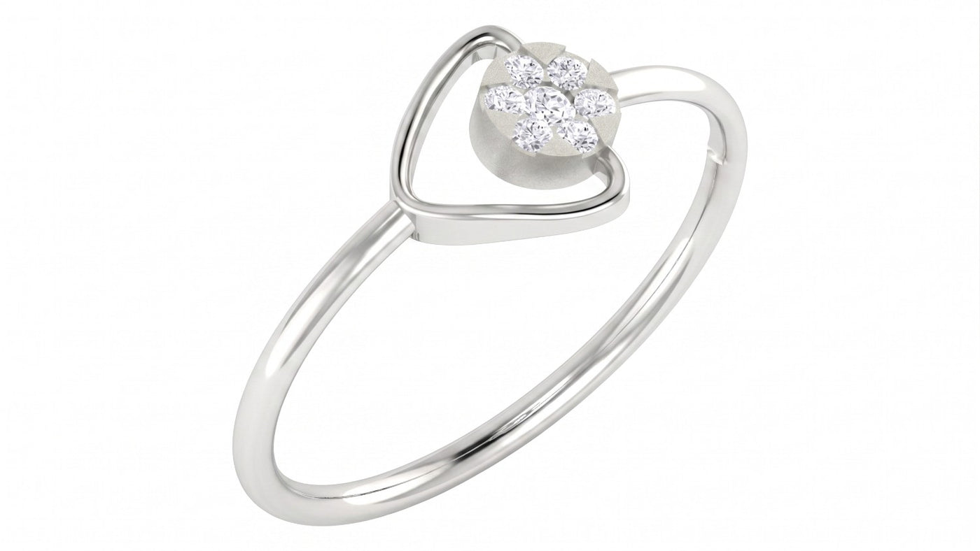 White gold and diamond with cluster setting on a white background.