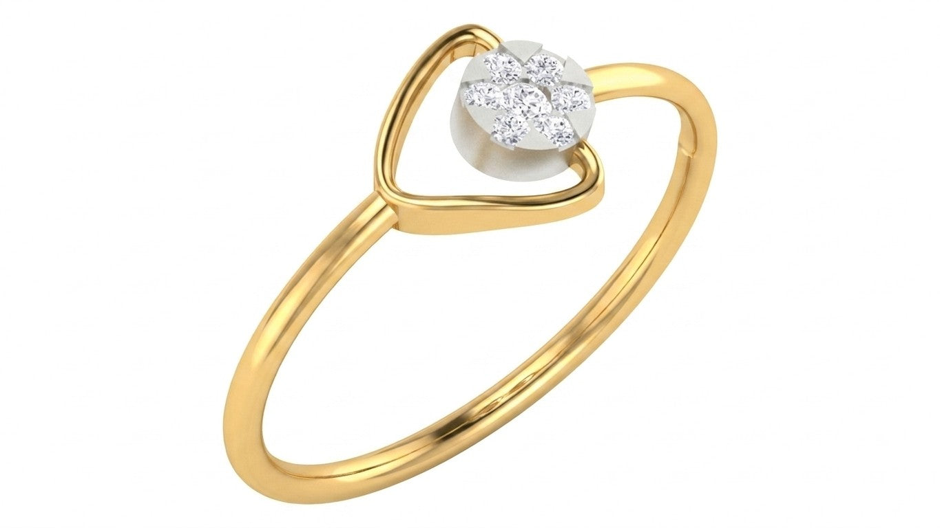 Yellow gold and diamond with cluster setting on a white background.