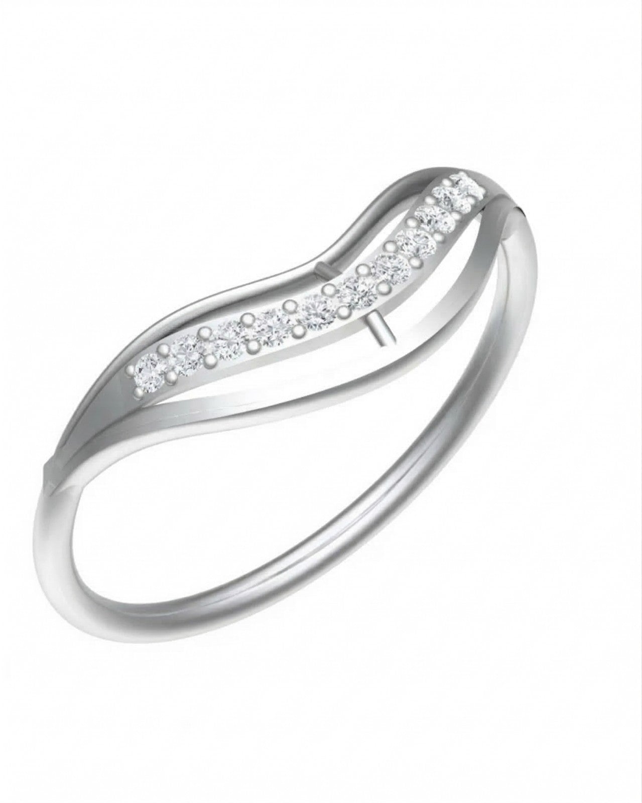 White gold and diamond with half-eternity on a white background.