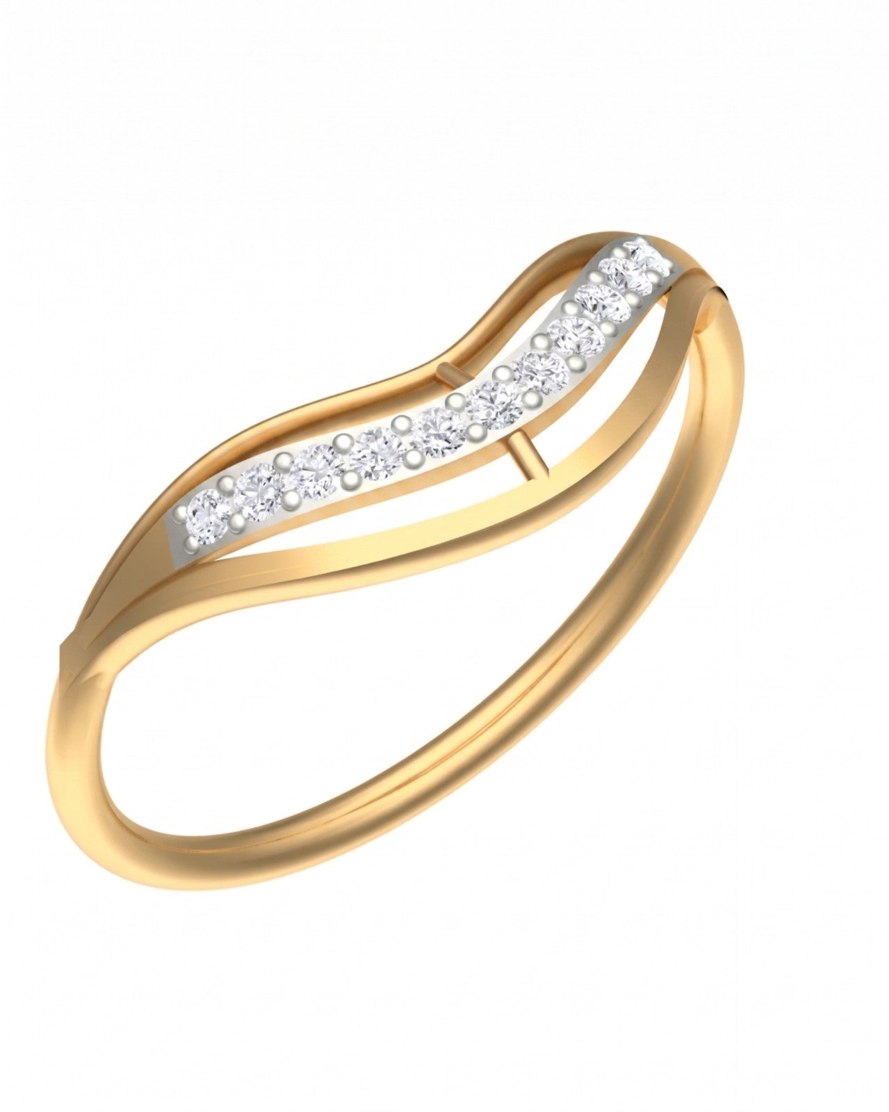 Yellow gold and diamond with half-eternity on a white background.