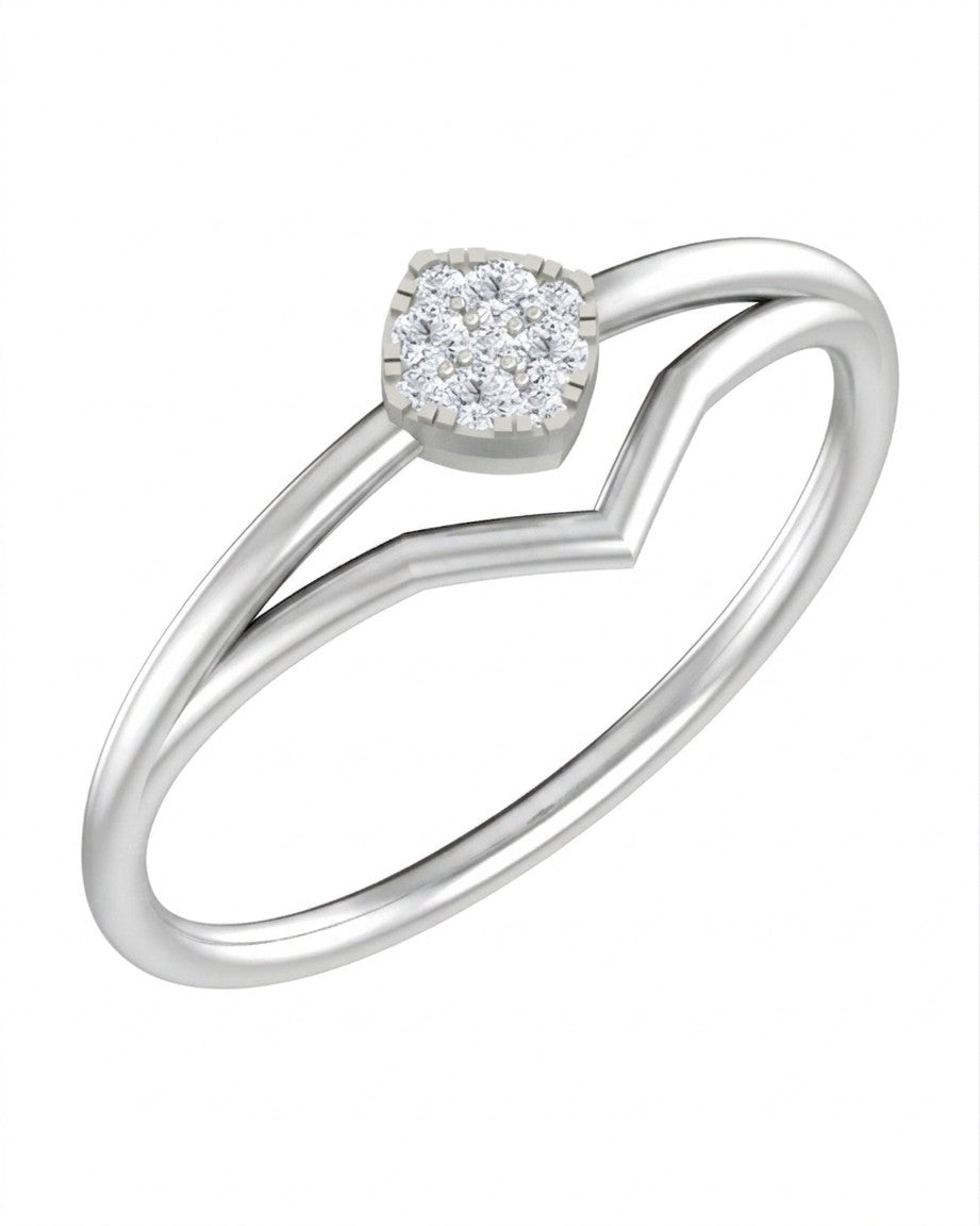 White gold and diamond with cluster setting on a white background.