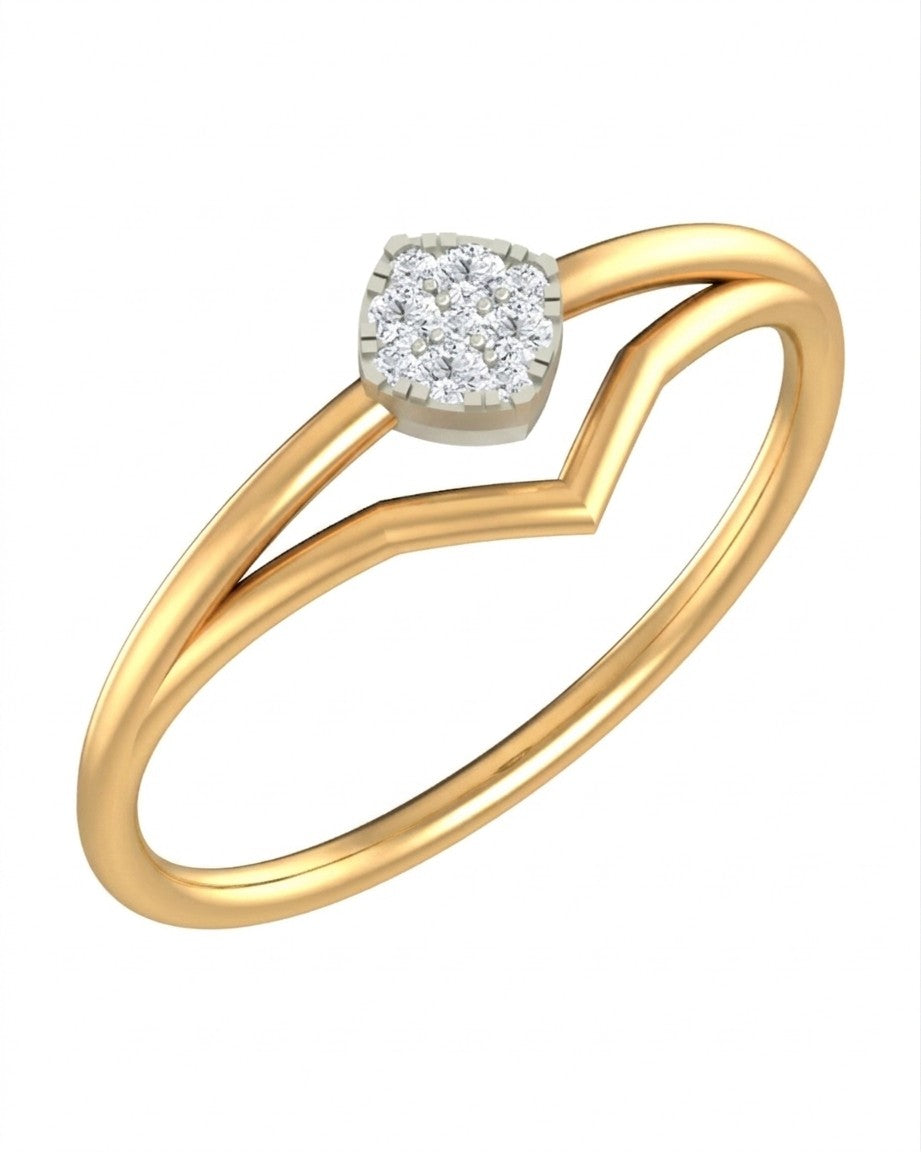 Yellow gold and diamond with cluster setting on a white background.