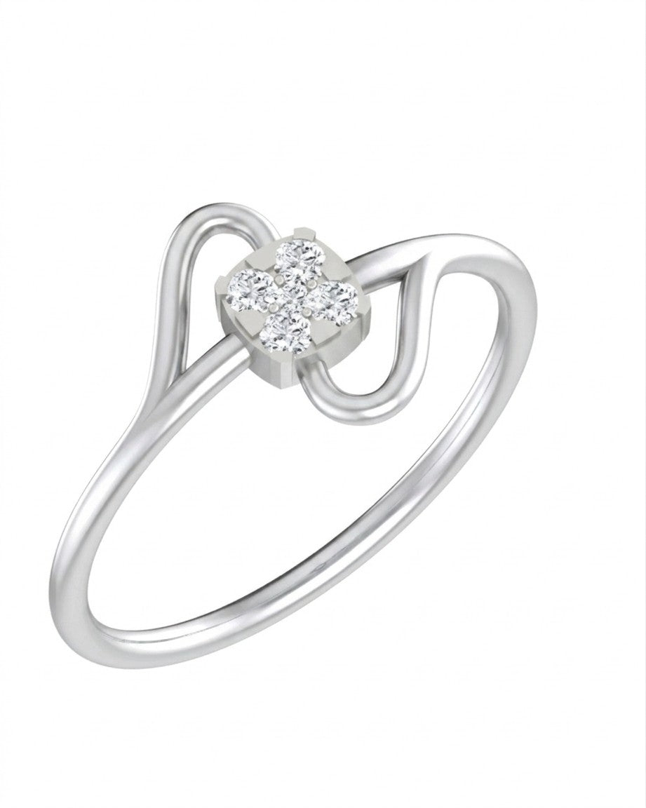 White gold and diamond with cluster setting on a white background.