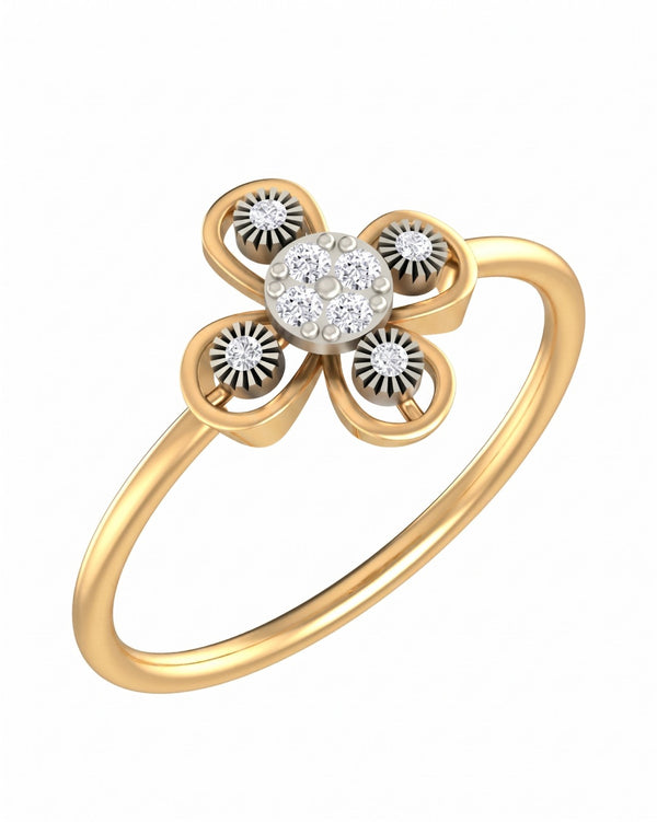 Gold & Diamond Floral Ring For Women KRC10244