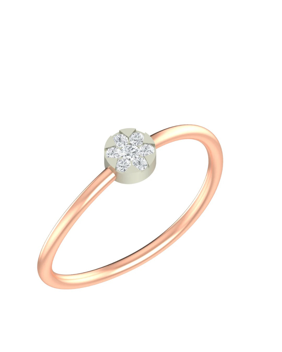 Rose gold and diamond with cluster setting on a white background.