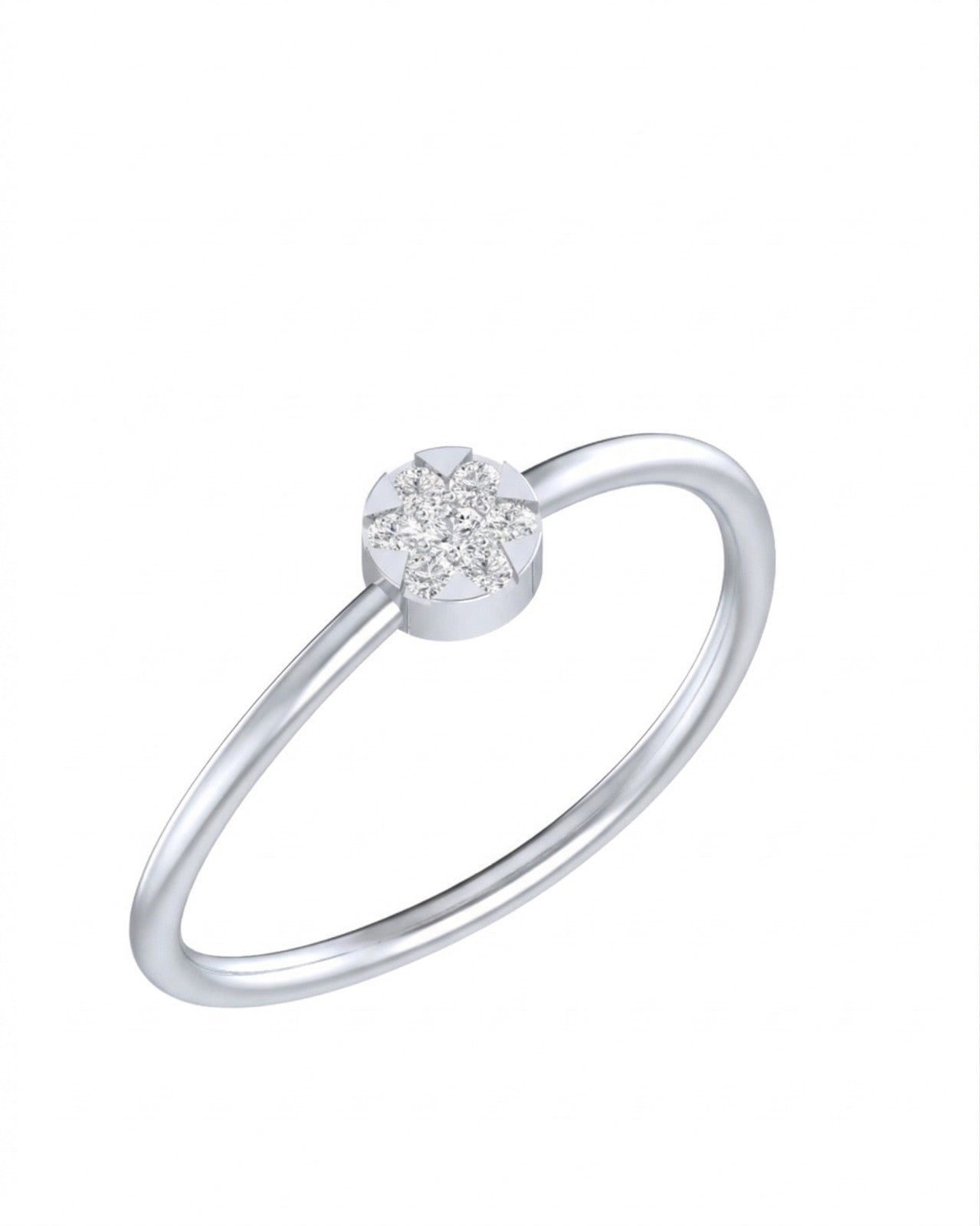 White gold and diamond with cluster setting on a white background.