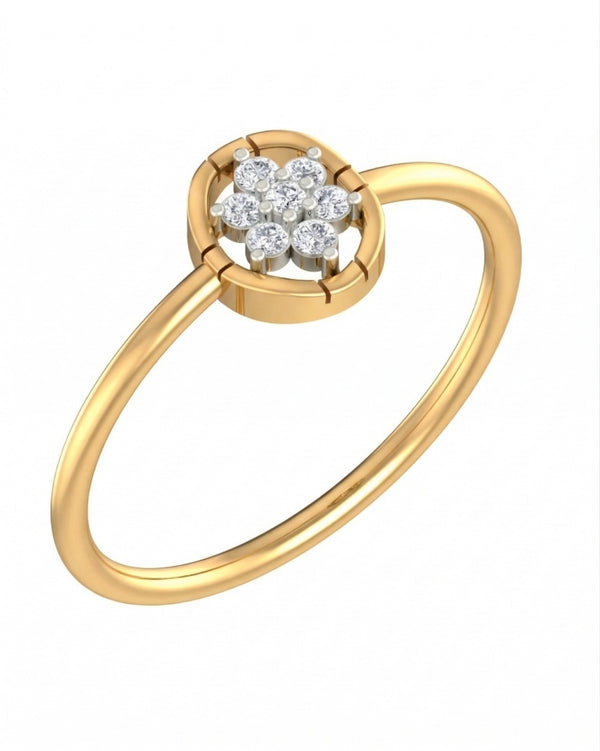 Gold & Diamond Floral Ring For Women KRC10248