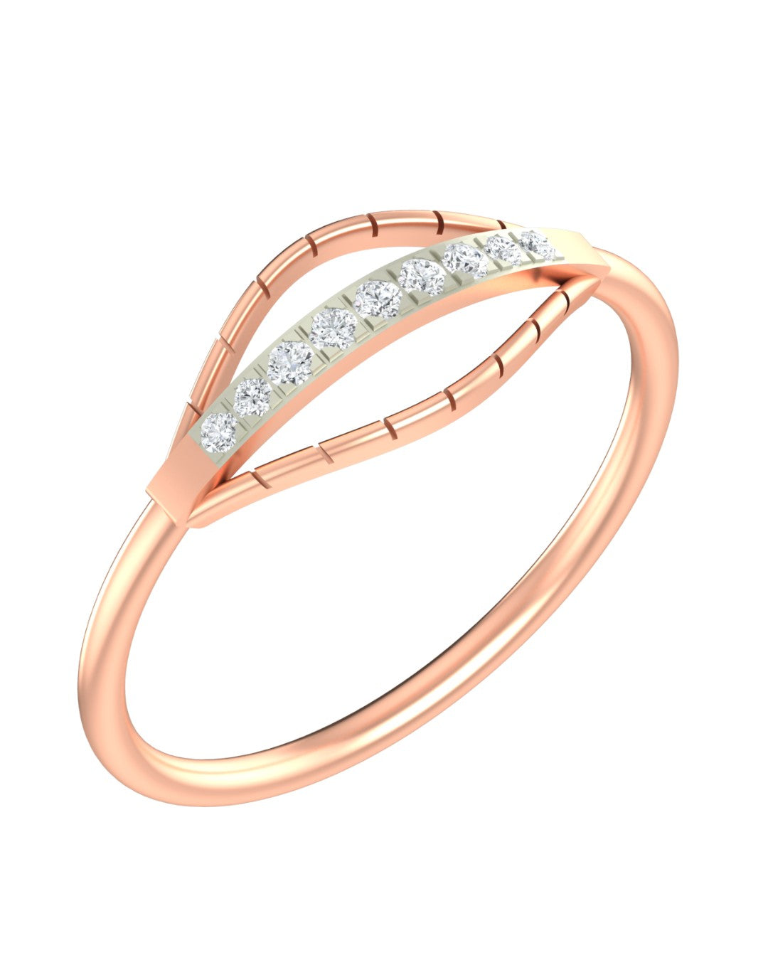 Rose gold and diamond with half-eternity on a white background.