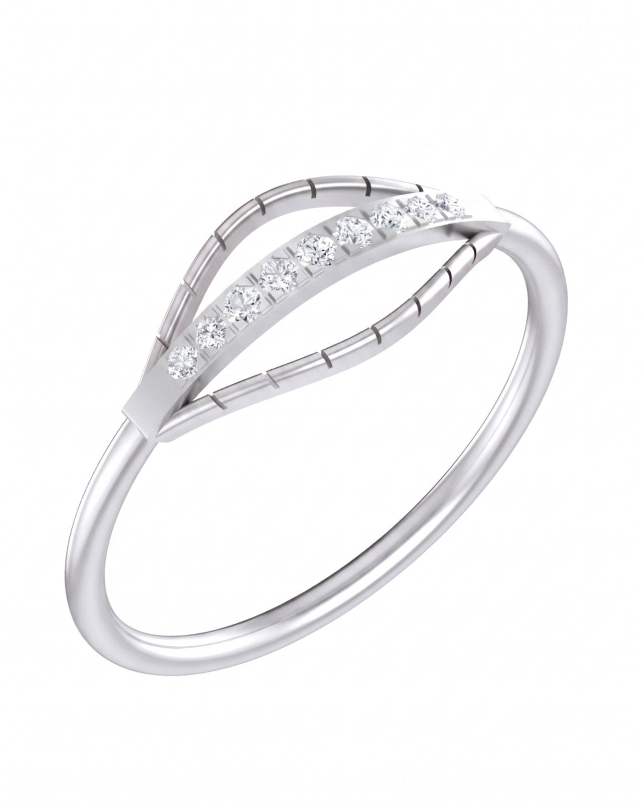 White gold and diamond with half-eternity on a white background.