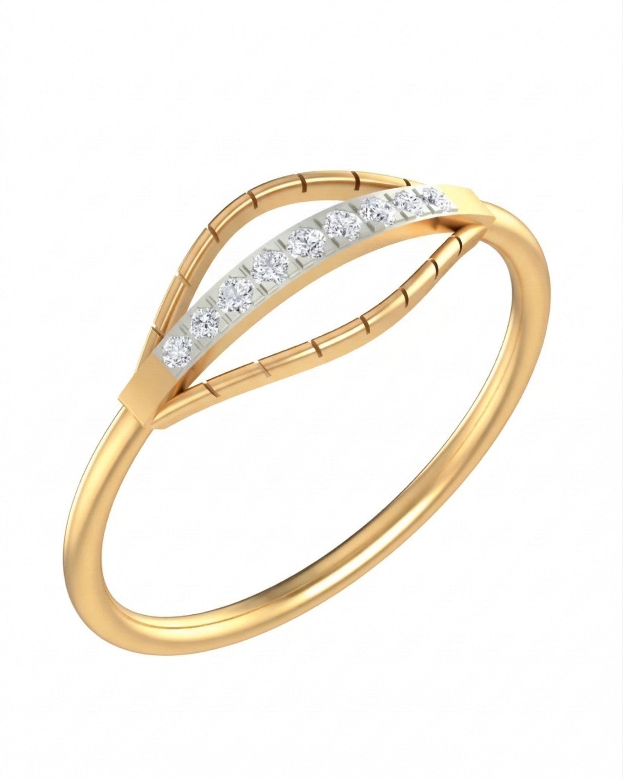 Yellow gold and diamond with half-eternity on a white background.