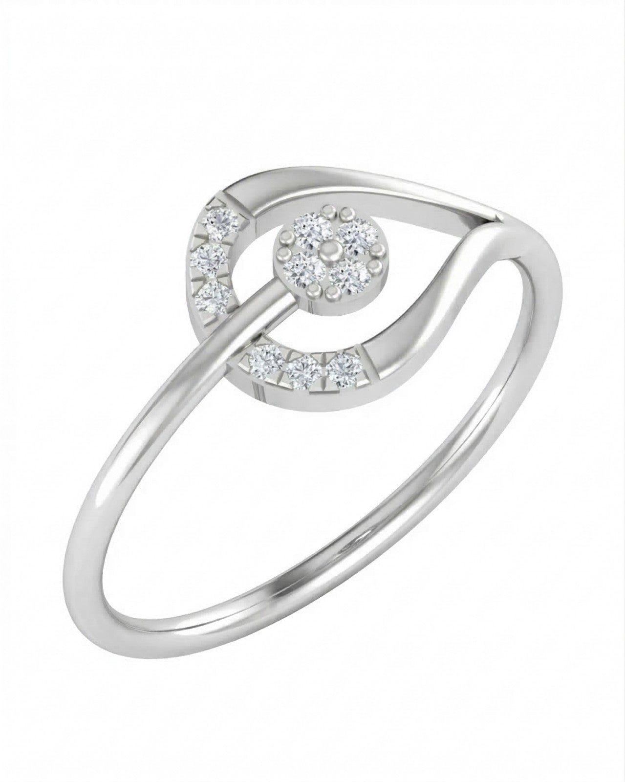 White gold and diamond with cluster setting on a white background