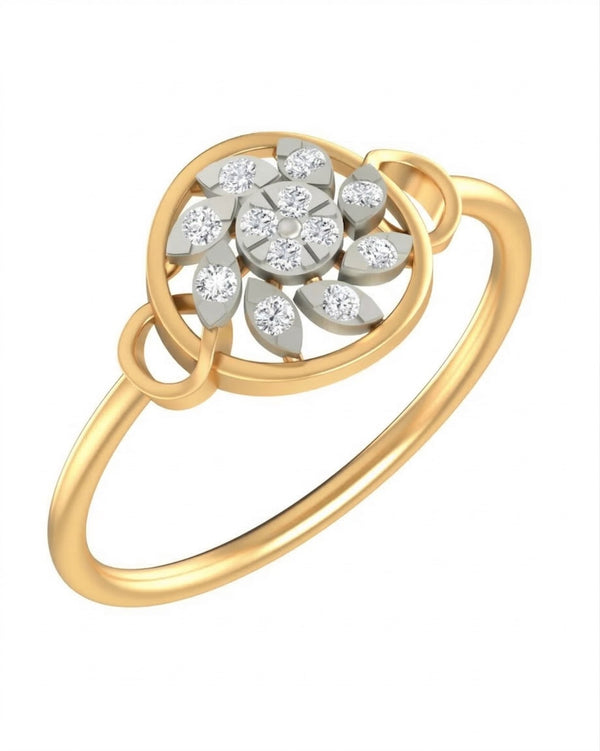 Gold & Diamond Cluster Ring For Women KRC10256