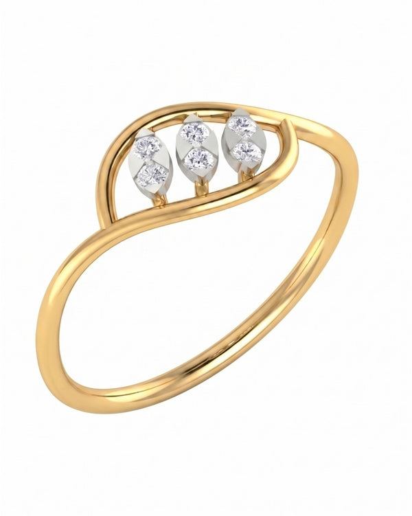 Gold & Diamond Lightweight Ring For Women KRC10257