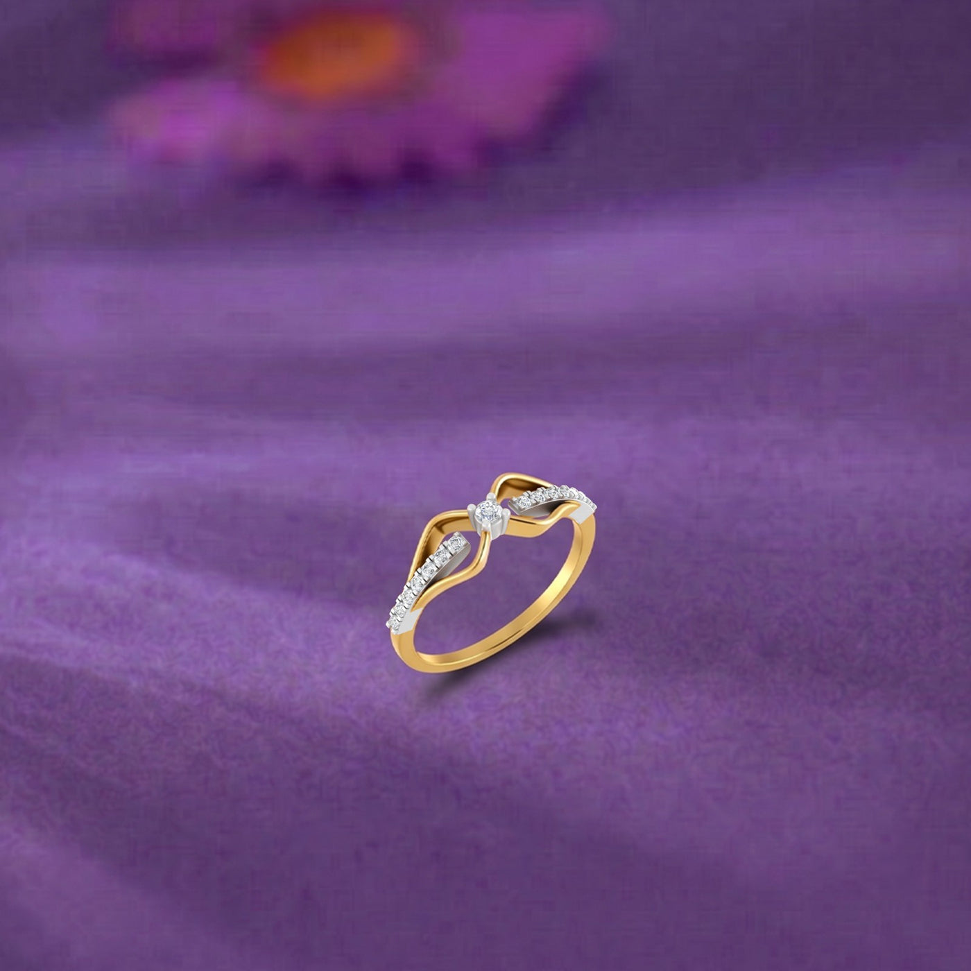 Gold and diamond on a purple surface.