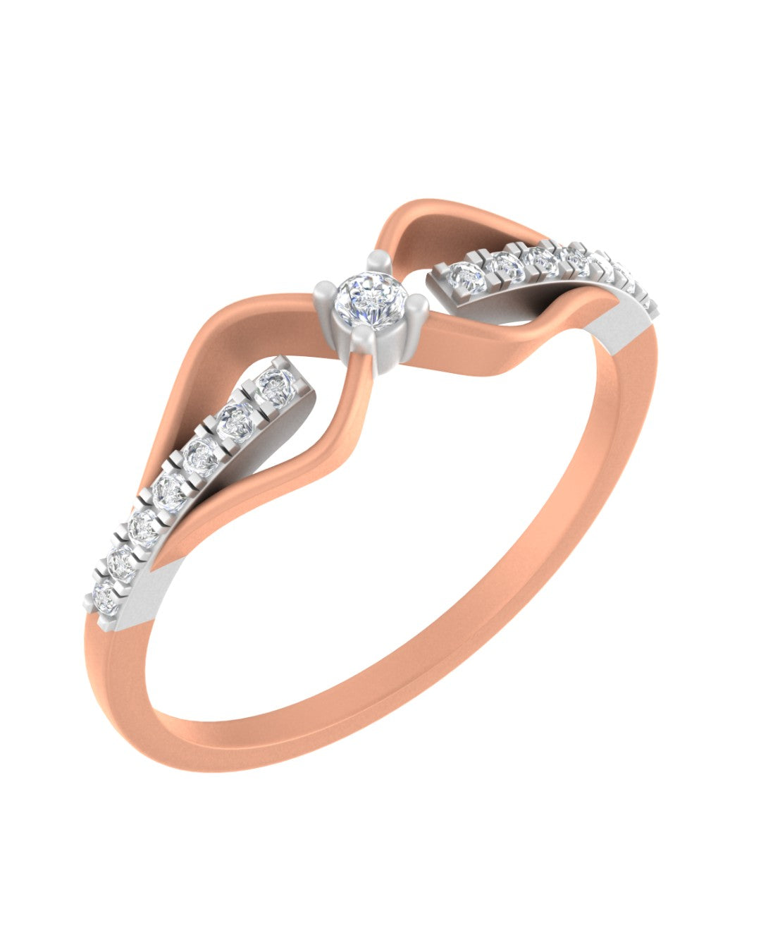 Rose gold and diamond on a white background.