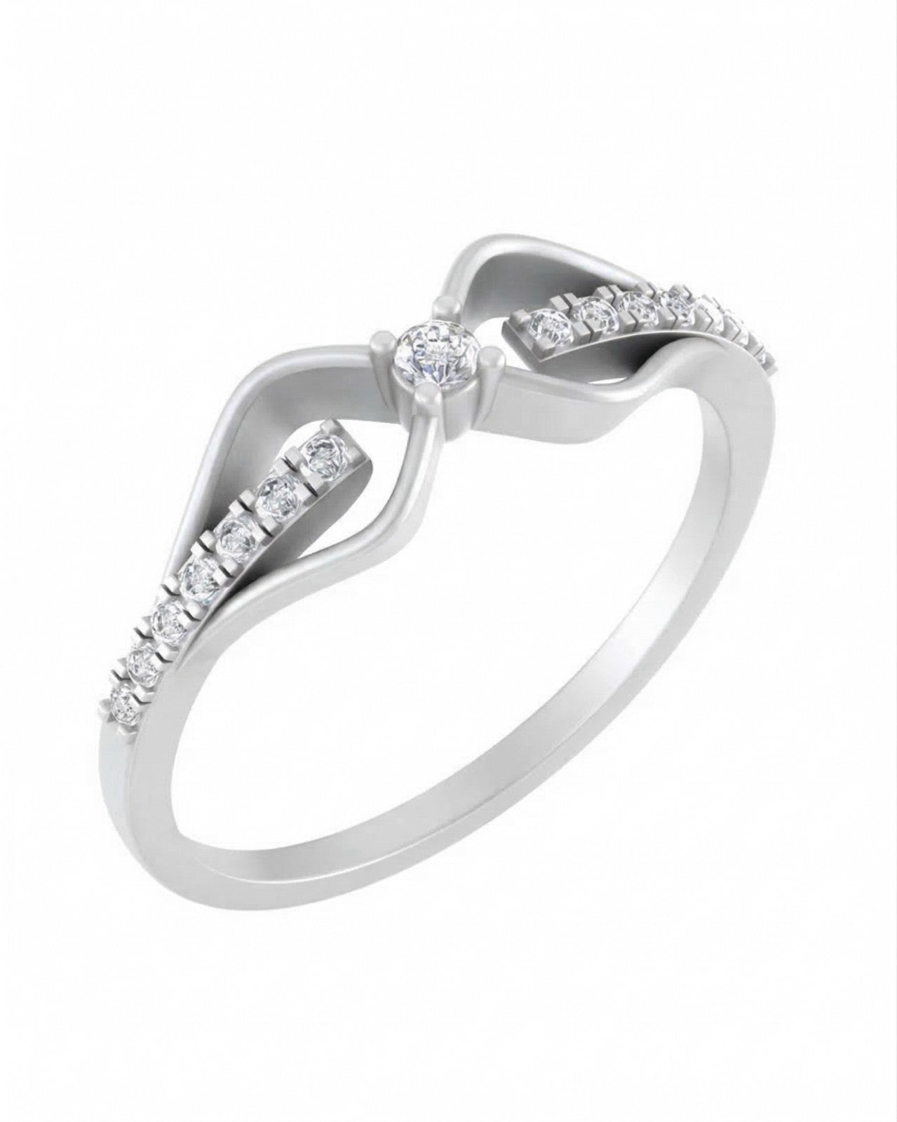 White gold and diamond on a white background.