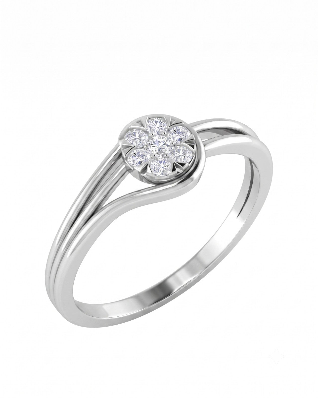 White gold and diamond with cluster on a white background.
