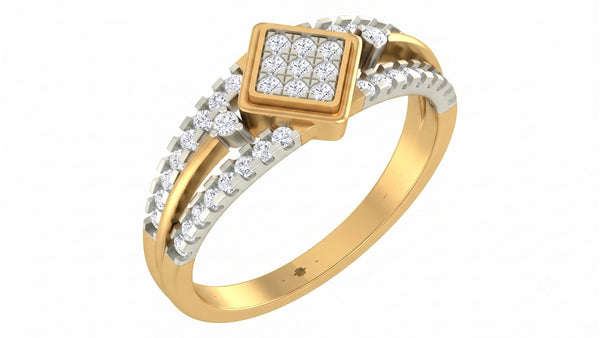 Gold & Diamond Cluster Ring For Women KRC10287