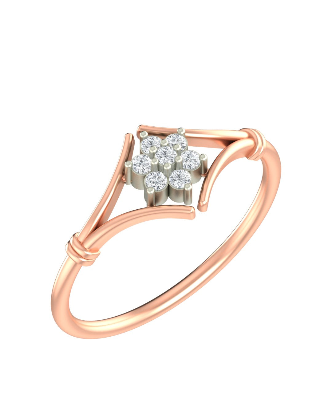 Rose gold and diamond with floral design on a white background.