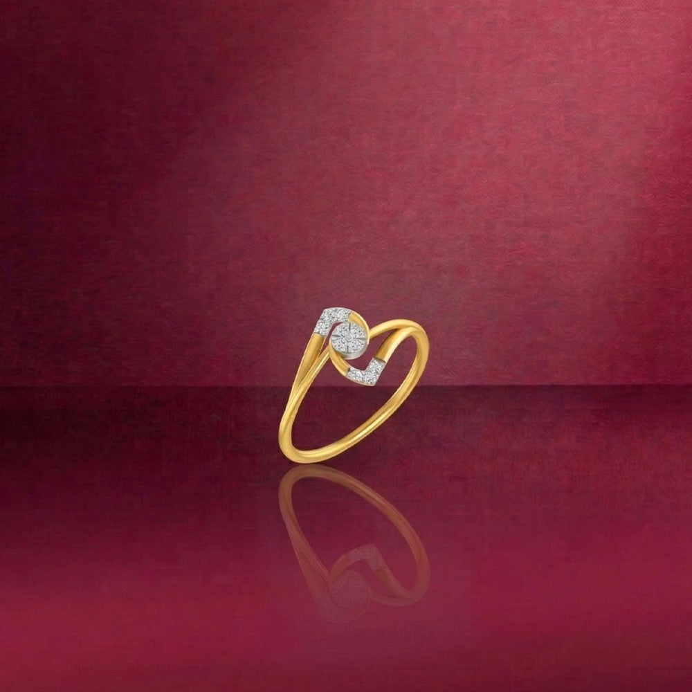 Gold and diamond with cluster setting on a red reflective.