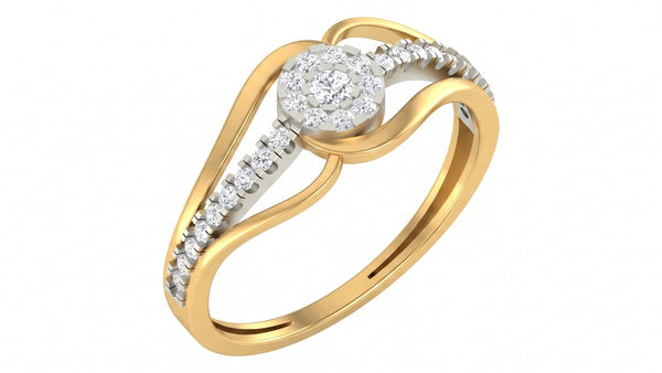 Gold & Diamond Cluster Ring For Women KRC10301