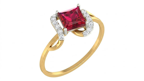 Gold & Diamond Gemstone Ring For Women KRC10304