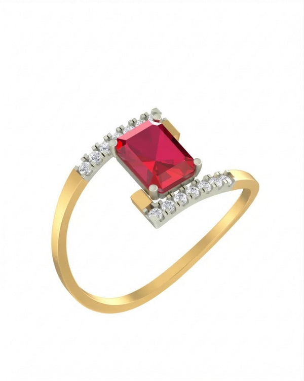 Gold & Diamond Gemstone Ring For Women KRC10306