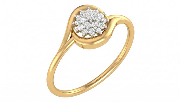 Gold & Diamond Floral Ring For Women KRC10308