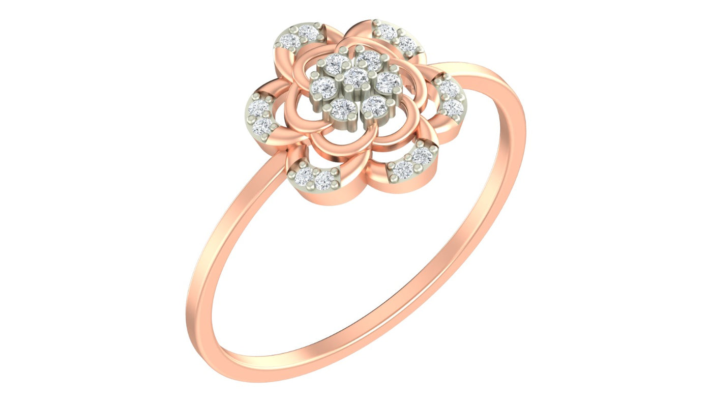 Rose gold and diamond with floral design on a white background