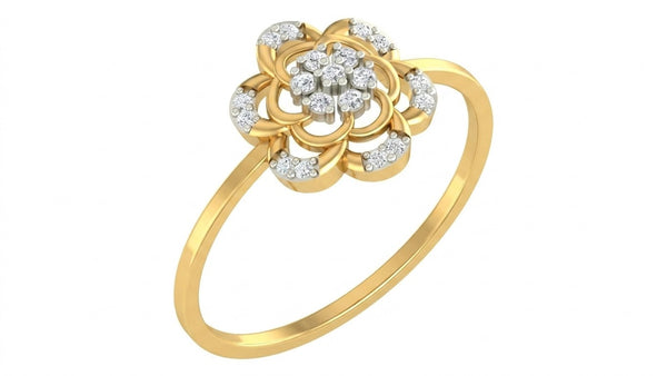 Gold & Diamond Floral Ring For Women KRC10309