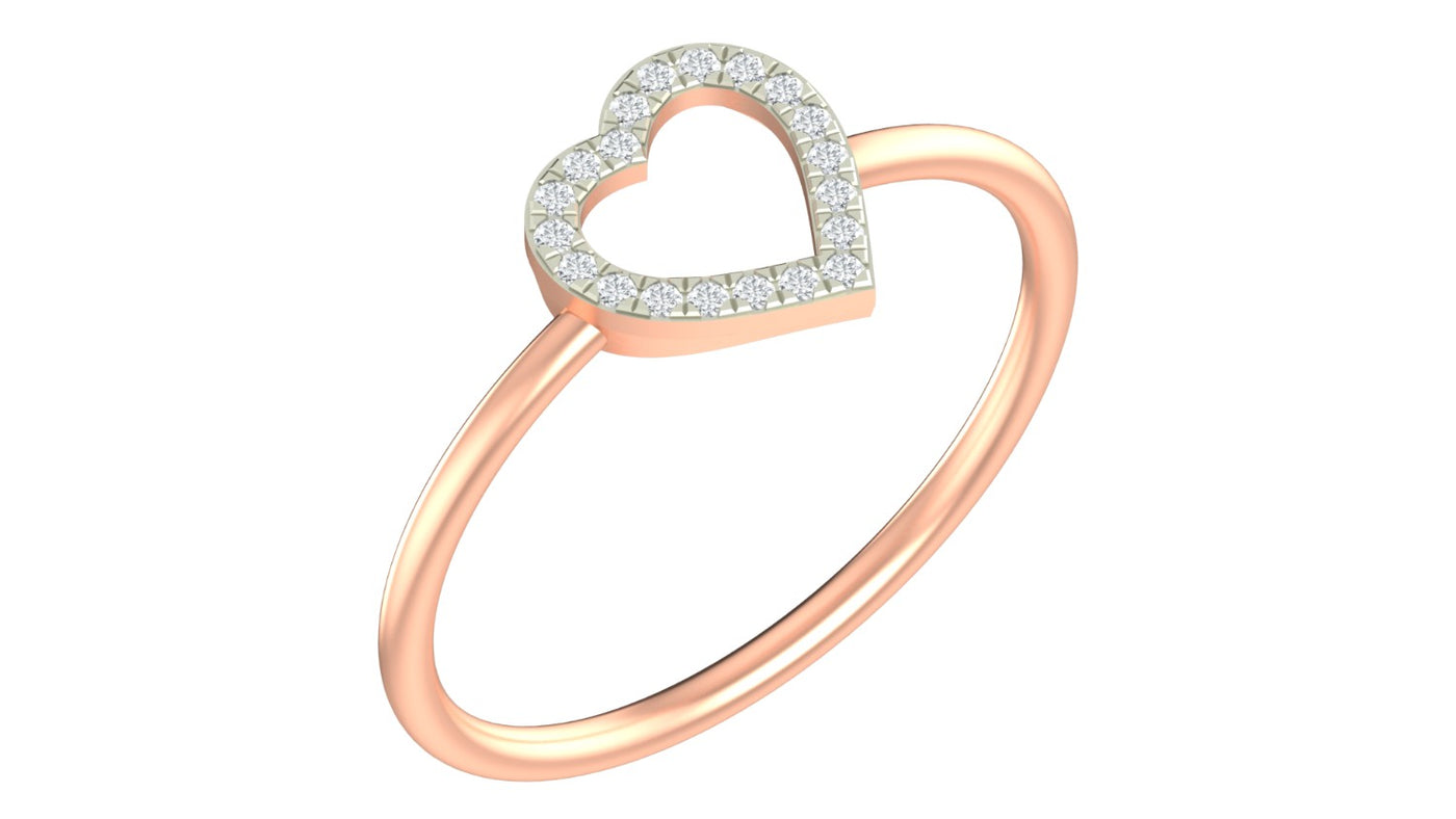 Rose gold and diamond with heart-shaped on a white background.