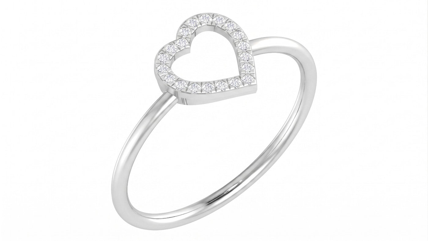 White gold and diamond with heart-shaped on a white background.