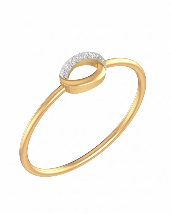 Minimal Gold & Diamond Band Ring For Women KRC10325