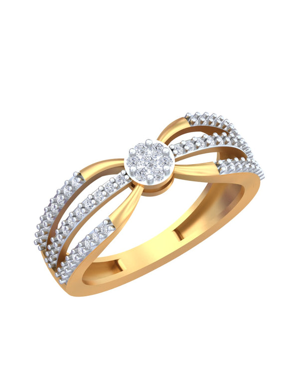 Gold & Diamond Cluster Ring For Women KRC10333