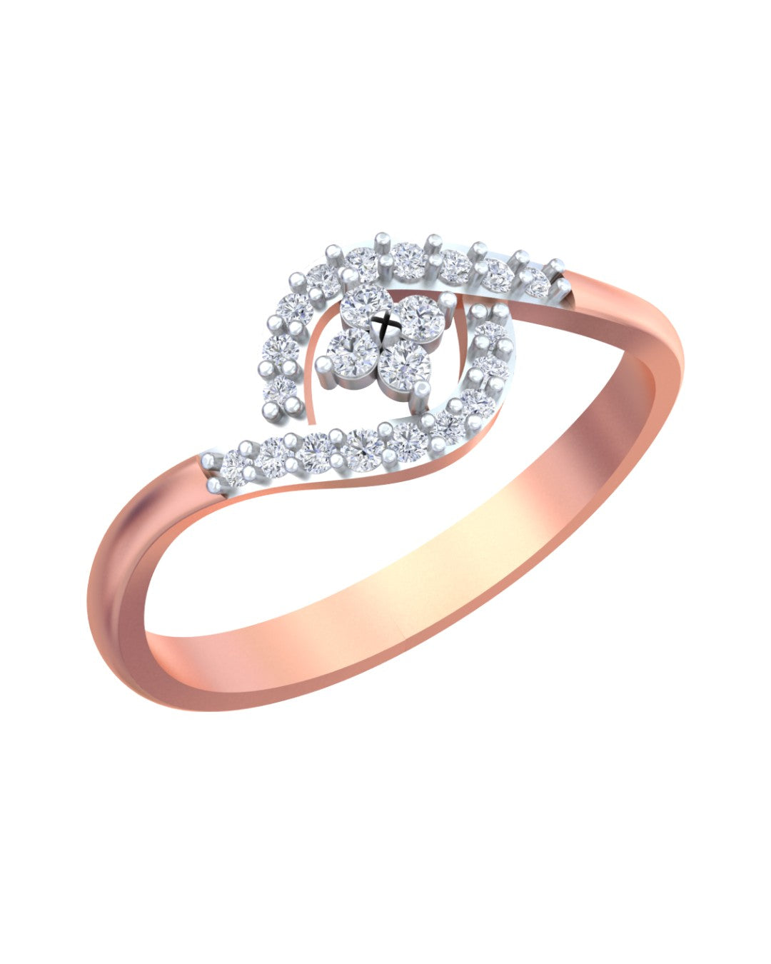 Rose gold and diamond with floral design on a white background.