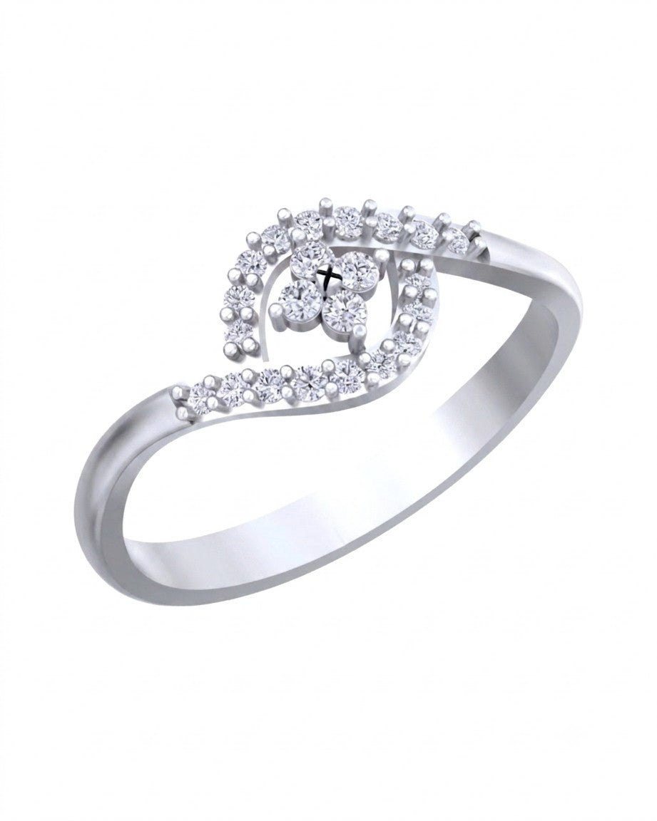 White gold and diamond with floral design on a white background.