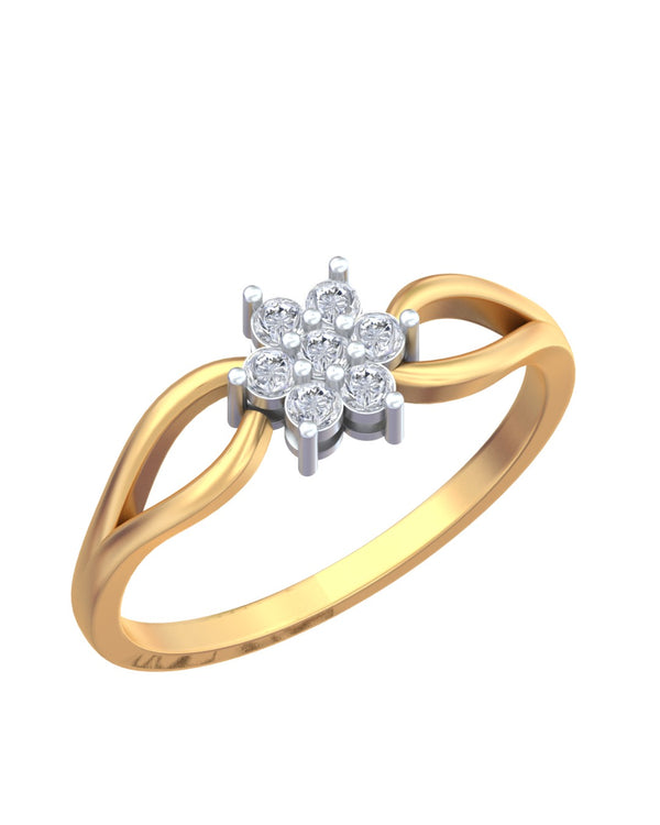 Gold & Diamond Floral Ring For Women KRC10344