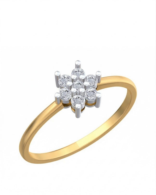 Gold & Diamond Floral Ring For Women KRC10347