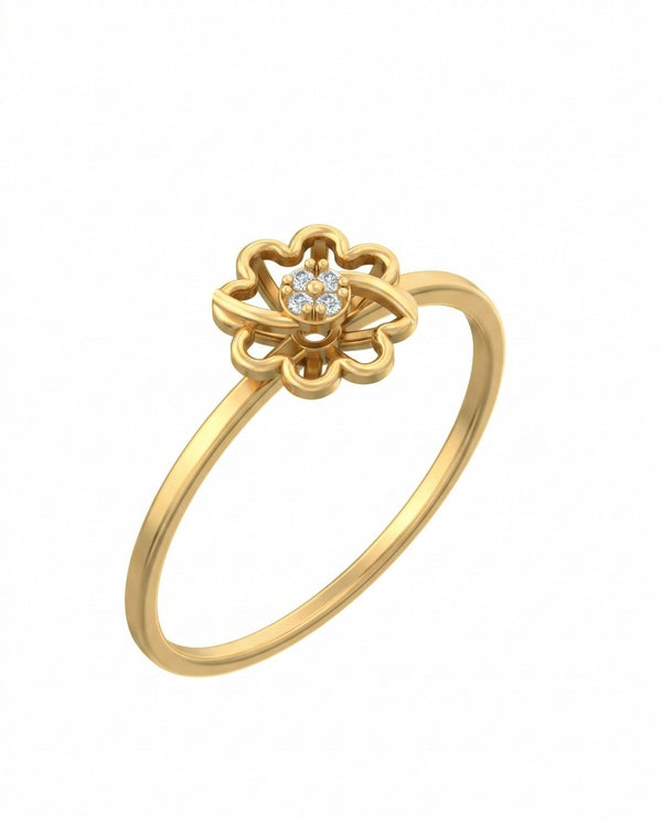 Gold & Diamond Floral Ring For Women KRC10348